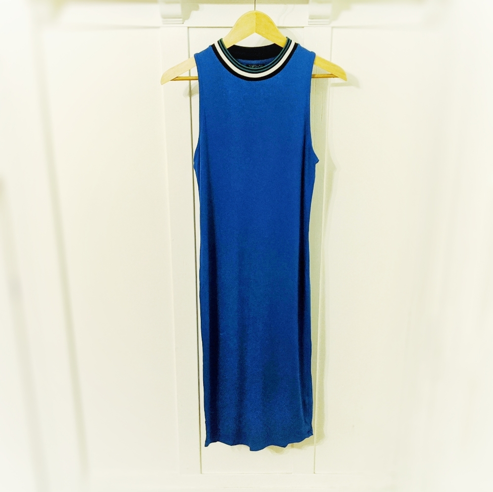 TOPSHOP EUC Collared Crewneck Sporty Midi Dress